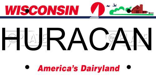 HURACAN Wisconsin License Plate