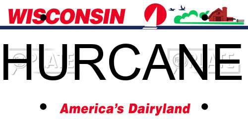 HURCANE Wisconsin License Plate