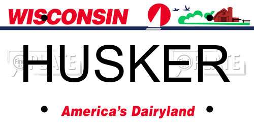 HUSKER Wisconsin License Plate