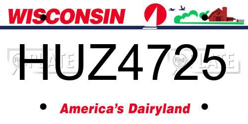 HUZ4725 Wisconsin License Plate