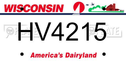 HV4215 Wisconsin License Plate