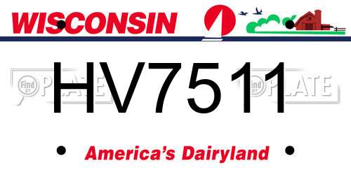 HV7511 Wisconsin License Plate