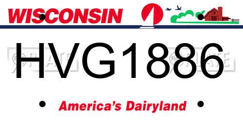 HVG1886 Wisconsin License Plate