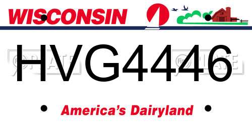 HVG4446 Wisconsin License Plate