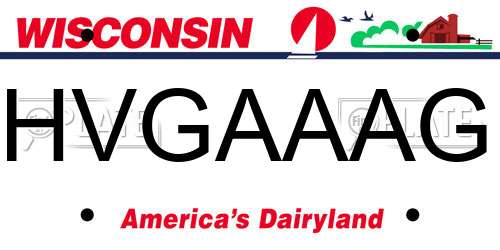 HVGAAAG Wisconsin License Plate