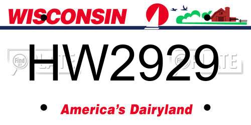 HW2929 Wisconsin License Plate