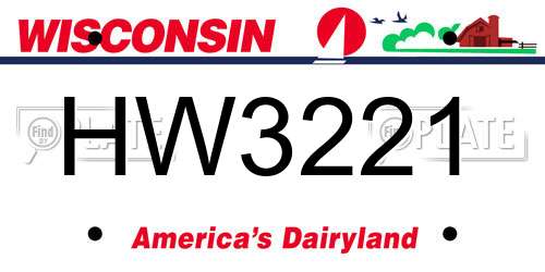 HW3221 Wisconsin License Plate