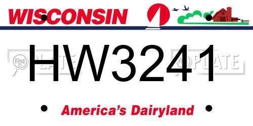 HW3241 Wisconsin License Plate