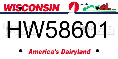 HW58601 Wisconsin License Plate
