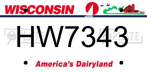 HW7343 Wisconsin License Plate