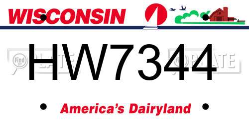 HW7344 Wisconsin License Plate