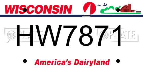 HW7871 Wisconsin License Plate