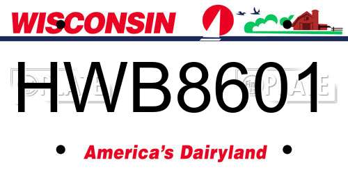 HWB8601 Wisconsin License Plate
