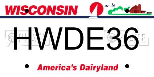 HWDE36 Wisconsin License Plate