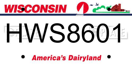 HWS8601 Wisconsin License Plate