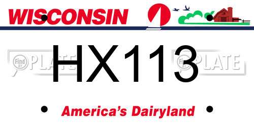 HX113 Wisconsin License Plate