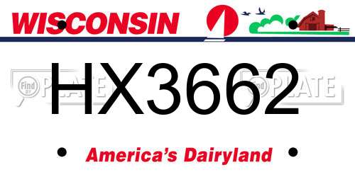HX3662 Wisconsin License Plate