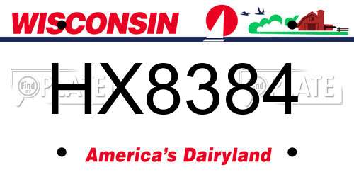 HX8384 Wisconsin License Plate