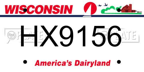 HX9156 Wisconsin License Plate