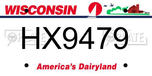 HX9479 Wisconsin License Plate