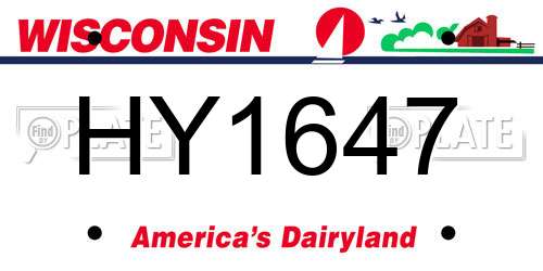 HY1647 Wisconsin License Plate