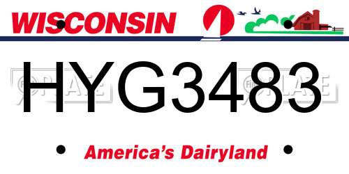 HYG3483 Wisconsin License Plate