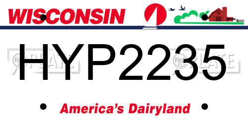 HYP2235 Wisconsin License Plate