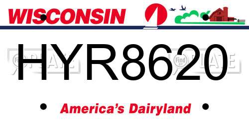 HYR8620 Wisconsin License Plate