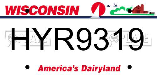 HYR9319 Wisconsin License Plate