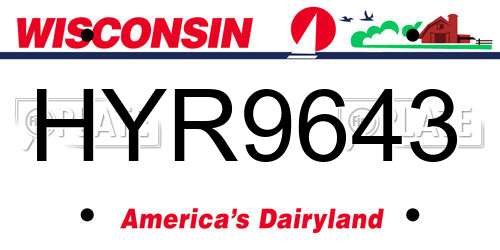 HYR9643 Wisconsin License Plate