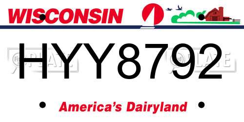 HYY8792 Wisconsin License Plate