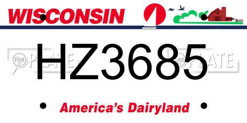 HZ3685 Wisconsin License Plate