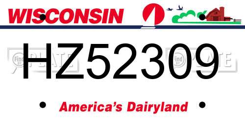 HZ52309 Wisconsin License Plate