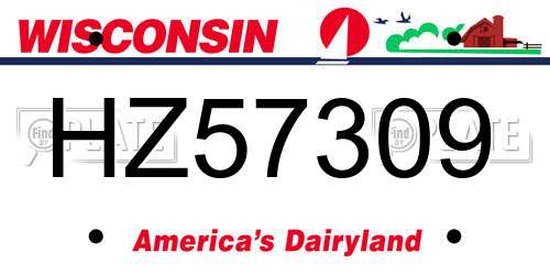 HZ57309 Wisconsin License Plate