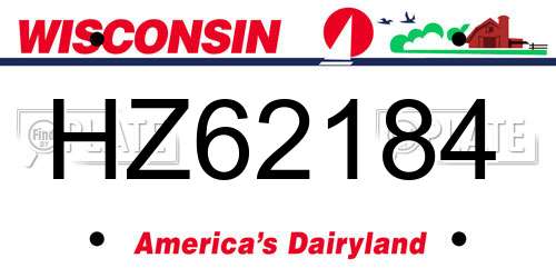 HZ62184 Wisconsin License Plate