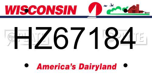 HZ67184 Wisconsin License Plate