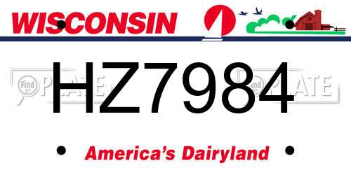 HZ7984 Wisconsin License Plate