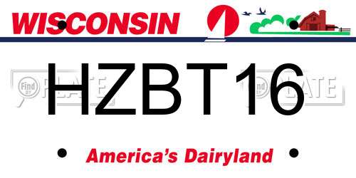 HZBT16 Wisconsin License Plate