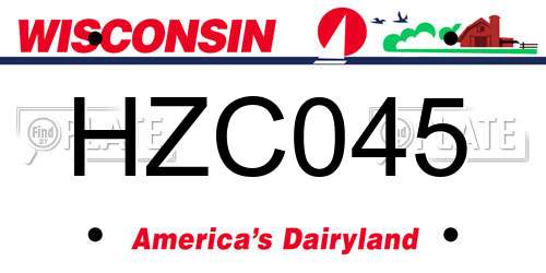 HZC045 Wisconsin License Plate