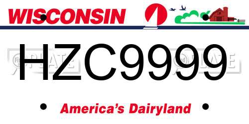 HZC9999 Wisconsin License Plate