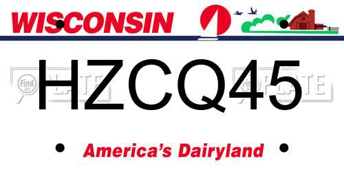 HZCQ45 Wisconsin License Plate
