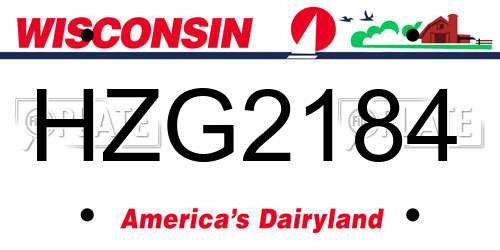 HZG2184 Wisconsin License Plate