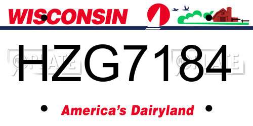 HZG7184 Wisconsin License Plate