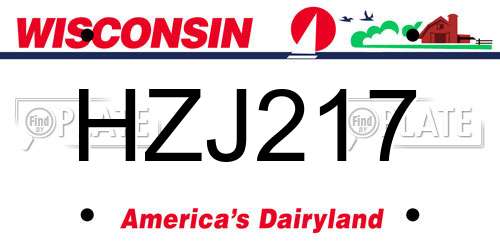 HZJ217 Wisconsin License Plate