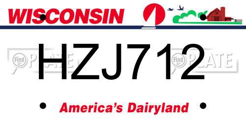 HZJ712 Wisconsin License Plate