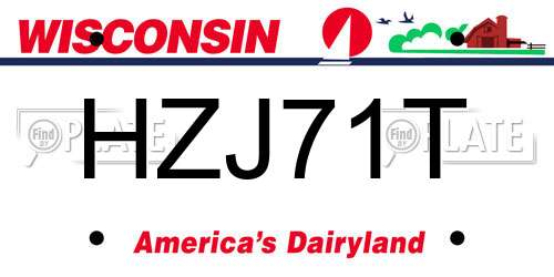 HZJ71T Wisconsin License Plate