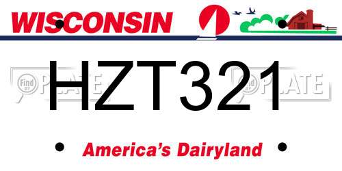 HZT321 Wisconsin License Plate
