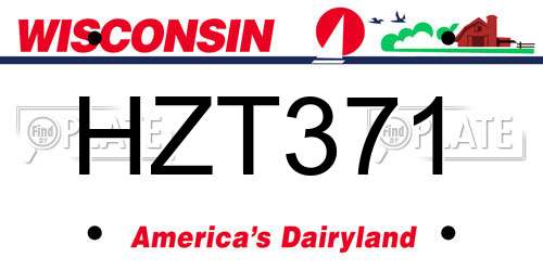 HZT371 Wisconsin License Plate