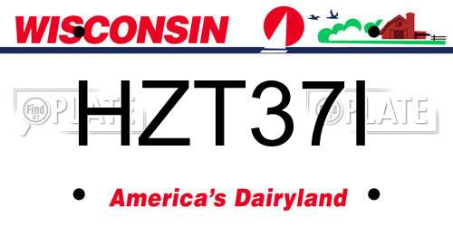 HZT37I Wisconsin License Plate
