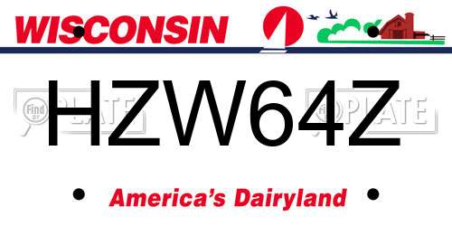 HZW64Z Wisconsin License Plate